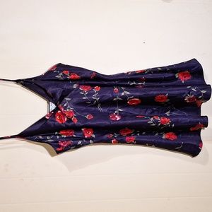 Delta Burke Vintage Plus Size 2X Slip Dress Sleepware Black Floral Print